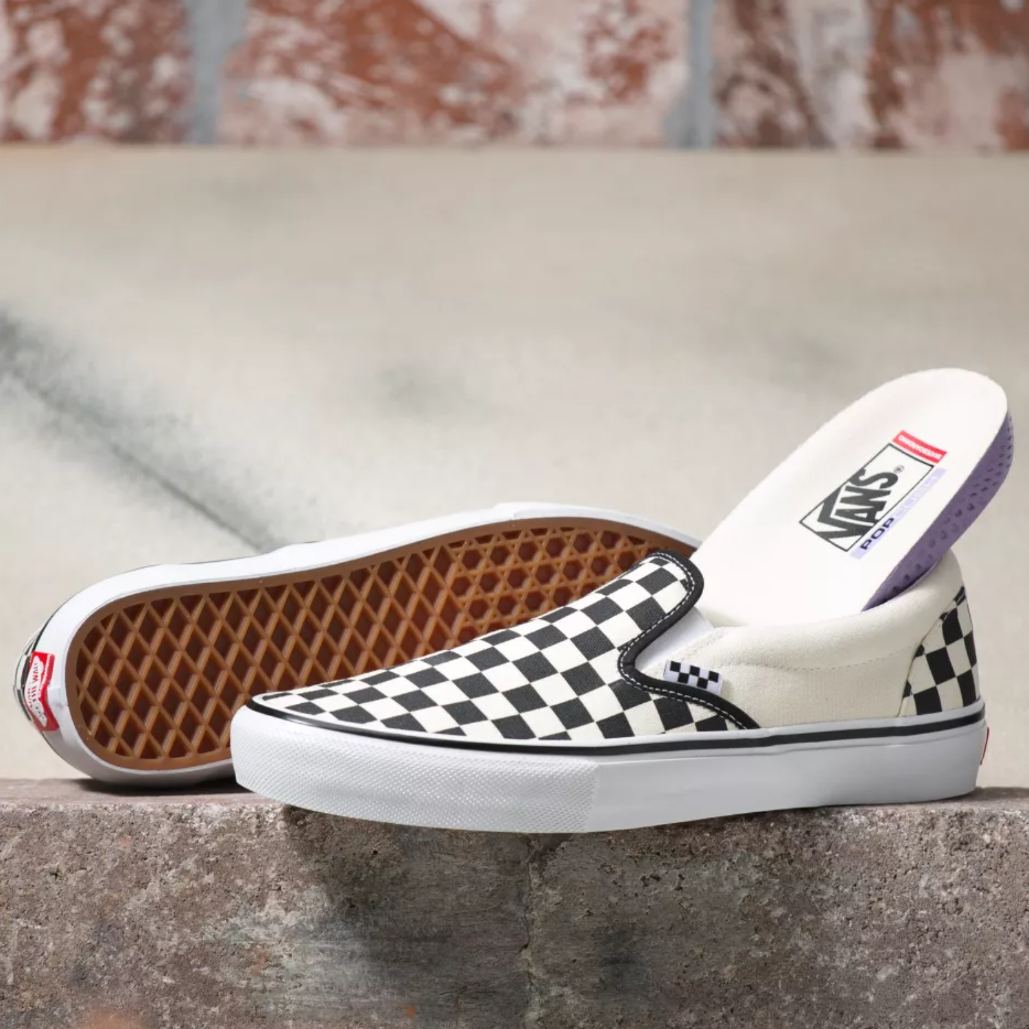 Vans Skate Slip-On (Checkerboard) Black/Off White Shoes