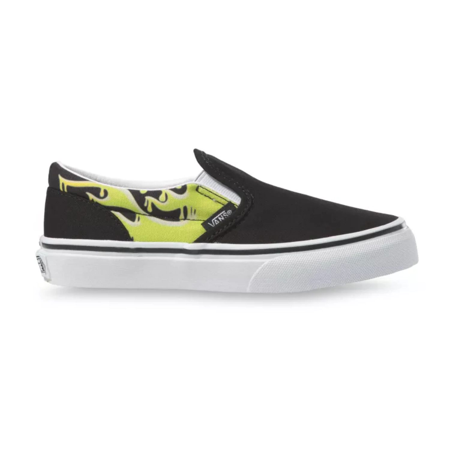 Vans Classic Slip-On (Slime Flame) Black/True White - Kid's