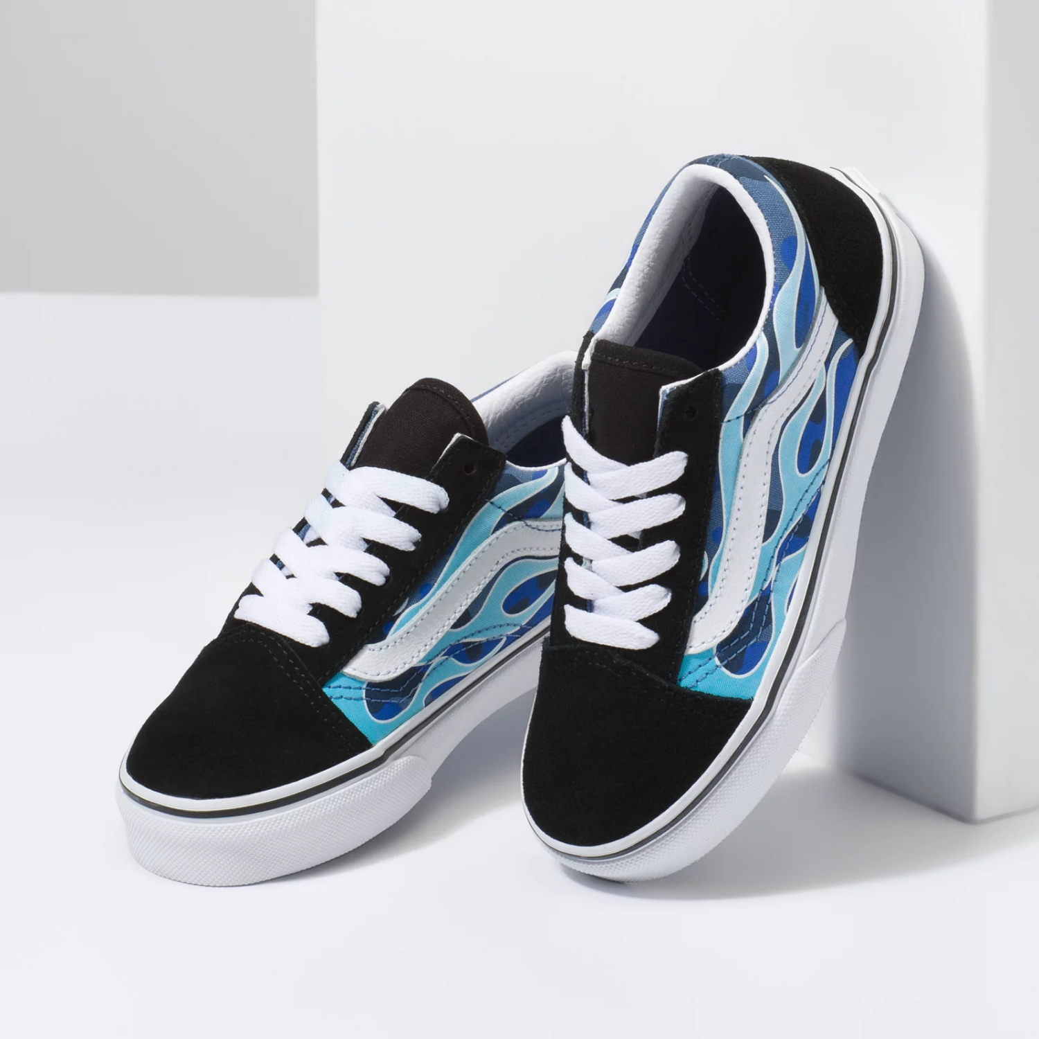 Vans Old Skool Camo Flame Blue Ice Camo Kid s Skate Shoes