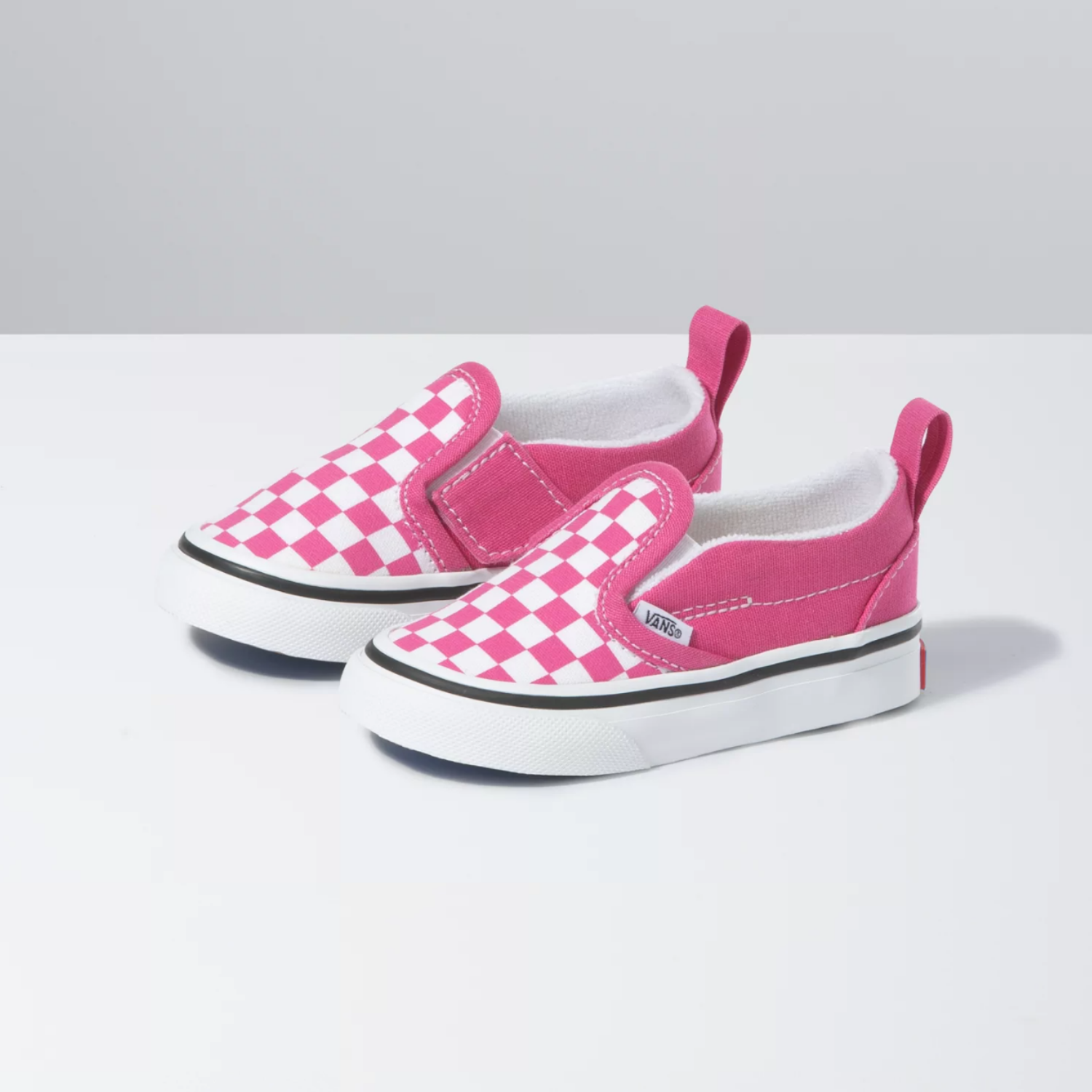Vans Slip On V Checkerboard Fuchsia True White Toddler Shoes